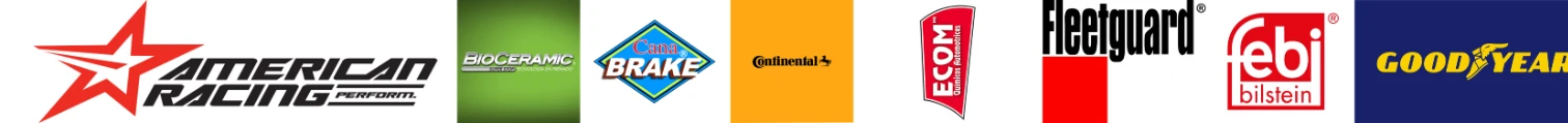 Partner brands: American Racing, BioCeramic, Caña Brake, Continental, ECOM, Fleetguard, febi bilstein, Goodyear